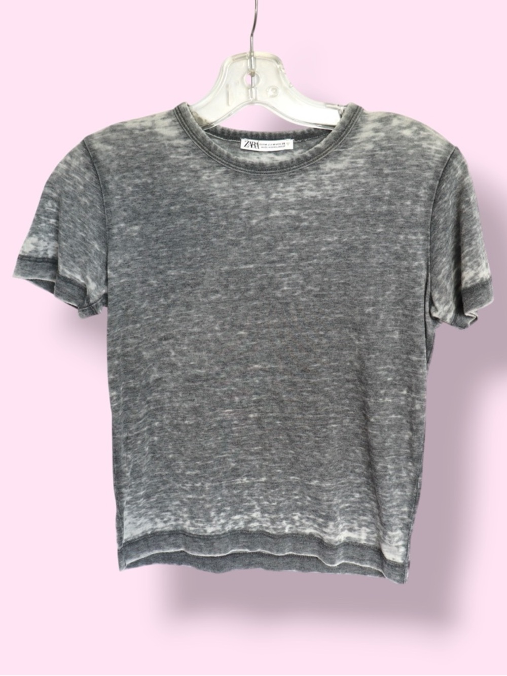Zara Washed Grey T-Shirt Women’s Medium Fitted Short Sleeve Tee